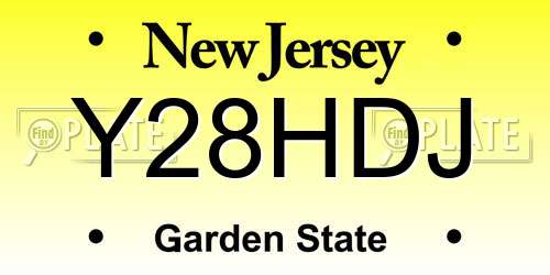 Y28HDJ New Jersey License Plate