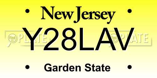 Y28LAV New Jersey License Plate