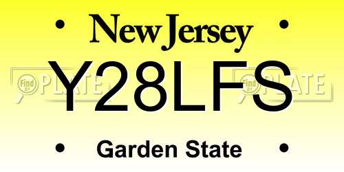 Y28LFS New Jersey License Plate
