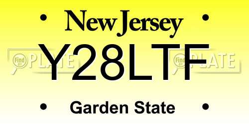 Y28LTF New Jersey License Plate