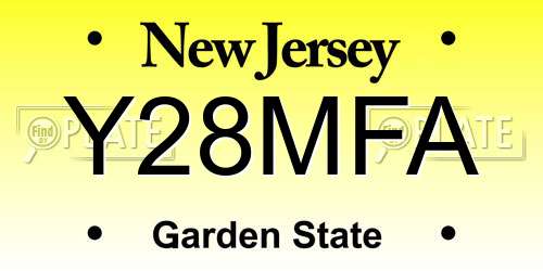 Y28MFA New Jersey License Plate