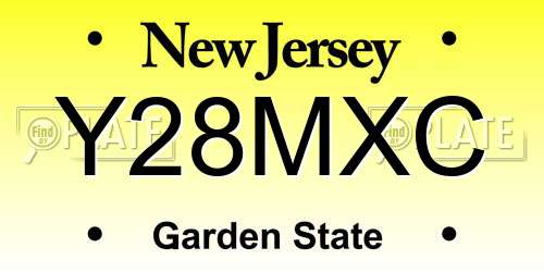 Y28MXC New Jersey License Plate