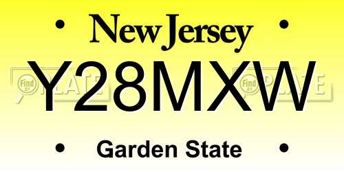 Y28MXW New Jersey License Plate