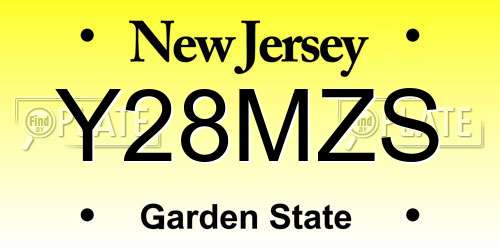 Y28MZS New Jersey License Plate