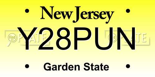 Y28PUN New Jersey License Plate