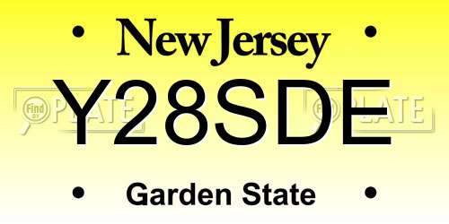 Y28SDE New Jersey License Plate