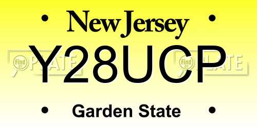 Y28UCP New Jersey License Plate