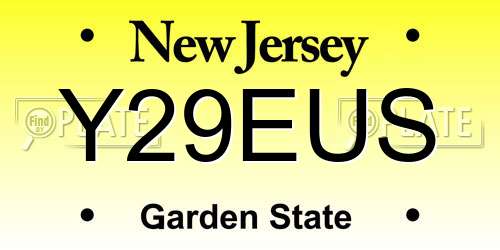 Y29EUS New Jersey License Plate