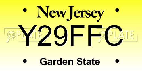 Y29FFC New Jersey License Plate