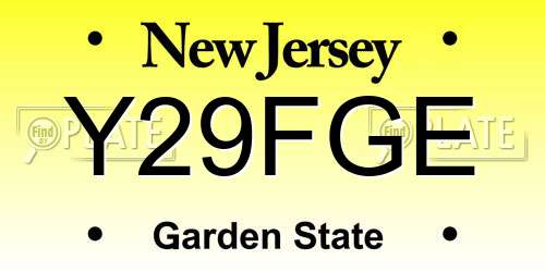 Y29FGE New Jersey License Plate