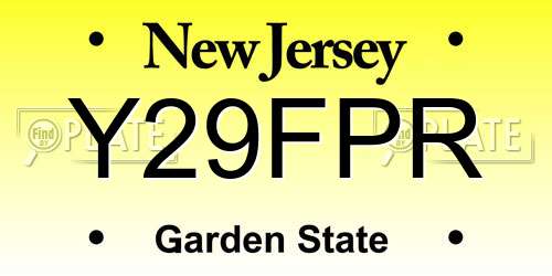 Y29FPR New Jersey License Plate