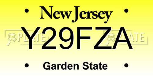 Y29FZA New Jersey License Plate