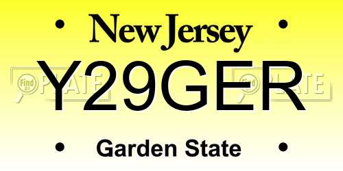 Y29GER New Jersey License Plate