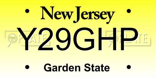 Y29GHP New Jersey License Plate