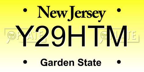 Y29HTM New Jersey License Plate