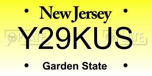 Y29KUS New Jersey License Plate