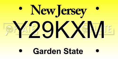 Y29KXM New Jersey License Plate