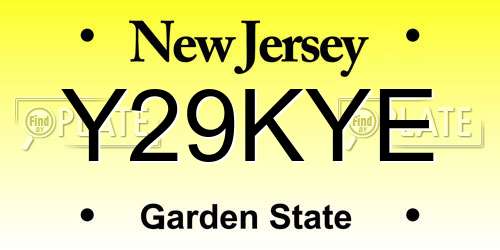 Y29KYE New Jersey License Plate