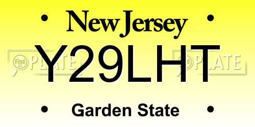Y29LHT New Jersey License Plate