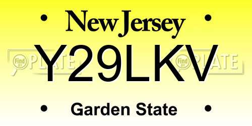 Y29LKV New Jersey License Plate