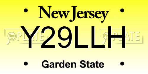 Y29LLH New Jersey License Plate