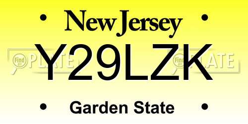 Y29LZK New Jersey License Plate