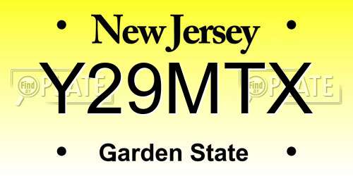 Y29MTX New Jersey License Plate