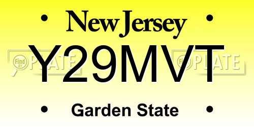 Y29MVT New Jersey License Plate