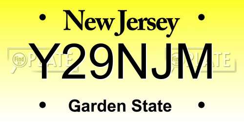Y29NJM New Jersey License Plate