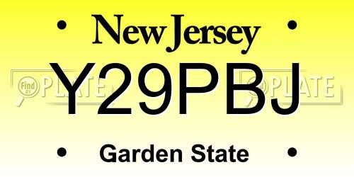 Y29PBJ New Jersey License Plate