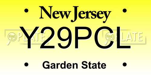 Y29PCL New Jersey License Plate