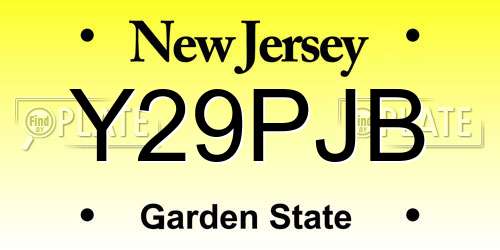 Y29PJB New Jersey License Plate