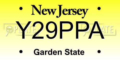 Y29PPA New Jersey License Plate