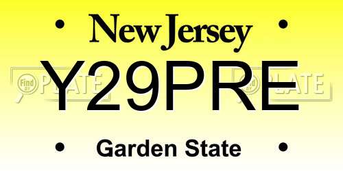 Y29PRE New Jersey License Plate