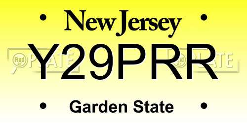 Y29PRR New Jersey License Plate