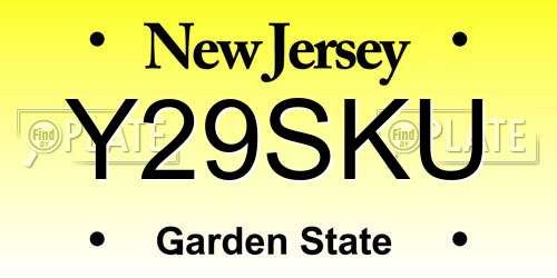 Y29SKU New Jersey License Plate