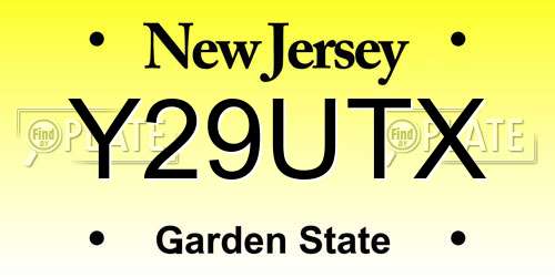 Y29UTX New Jersey License Plate