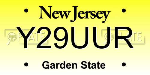 Y29UUR New Jersey License Plate