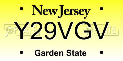 Y29VGV New Jersey License Plate