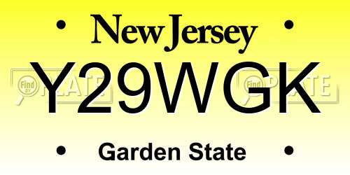 Y29WGK New Jersey License Plate