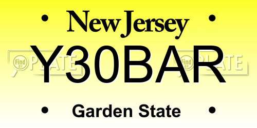 Y30BAR New Jersey License Plate