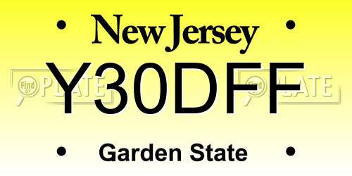 Y30DFF New Jersey License Plate