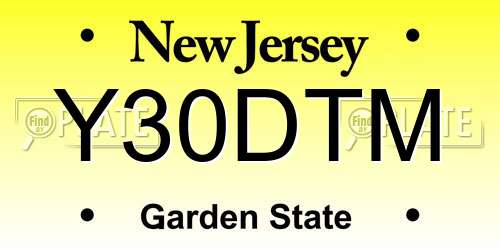 Y30DTM New Jersey License Plate