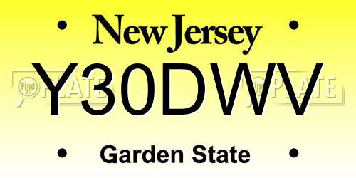 Y30DWV New Jersey License Plate