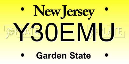 Y30EMU New Jersey License Plate