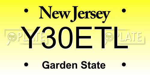 Y30ETL New Jersey License Plate