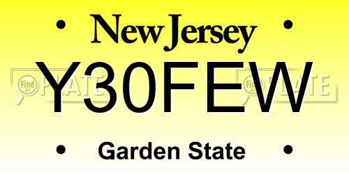 Y30FEW New Jersey License Plate