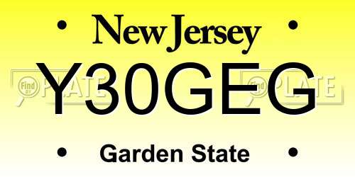 Y30GEG New Jersey License Plate