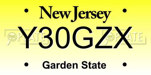 Y30GZX New Jersey License Plate