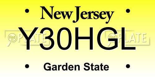 Y30HGL New Jersey License Plate